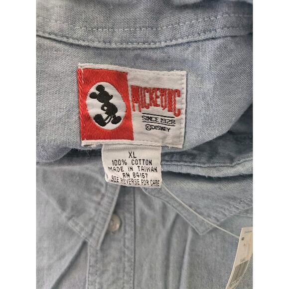 Vtg 90s Embroidered Mickey Inc Cotton Long Sleeve Jean Button Up Shirt Size XL - Picture 6 of 10